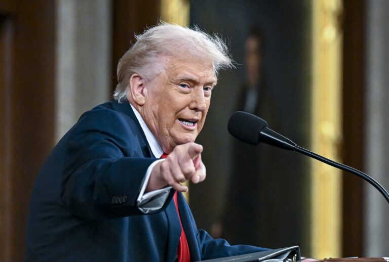 President Donald Trump delivers the first State of the Union address of his second term to a joint session of Congress in the House Chamber of the United States Capitol in Washington, D.C., on Tuesday, February 24, 2026. (Pool photo by Kenny Holston/The New York Times)