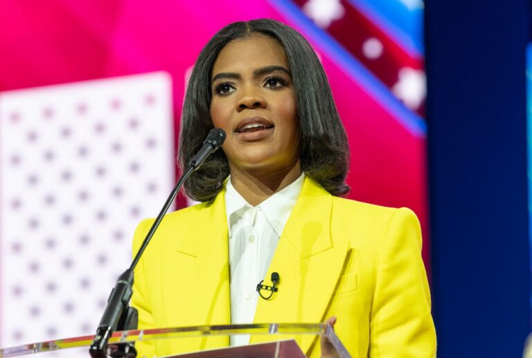 Some of MAGA podcaster Candace Owens' conspiracy theories surrounding Charlie Kirk's death involve Erika Kirk (Lev Radin/Pacific Press/LightRocket via Getty Images)