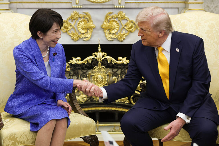 Japanese Prime Minister Sanae Takaichi met with President Trump, where the biggest story became about his off-the-cuff remark comparing the Iran attack to Pearl Harbor. (Alex Wong / Getty Images)