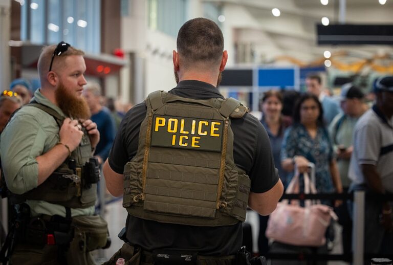 An ICE agent at Atlanta's  Hartsfield-Jackson International Airport (Nathan Posner/Anadolu via Getty Images)