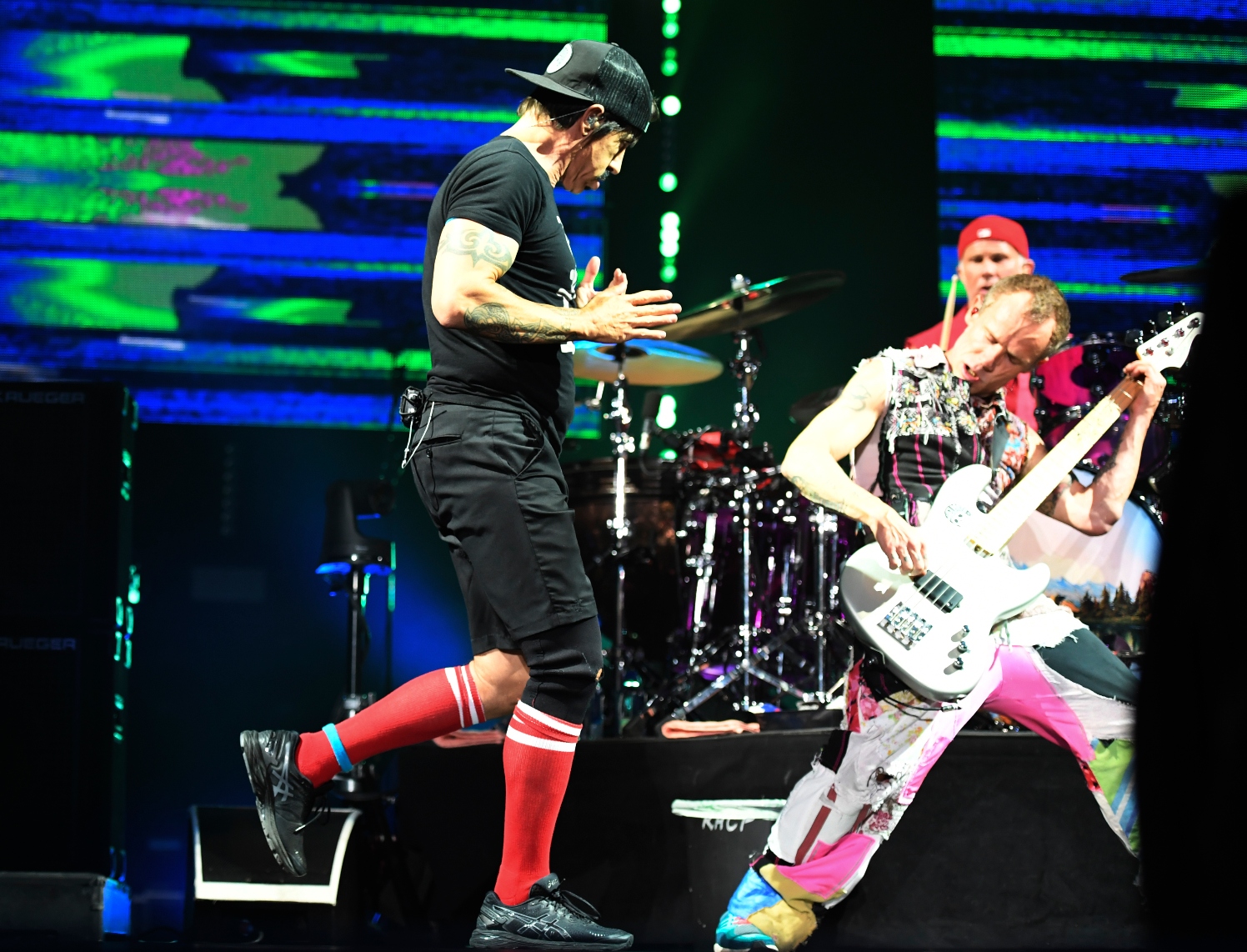 Anthony Kiedis and Flea of the Red Hot Chili Peppers in 2017 during their Getaway Tour