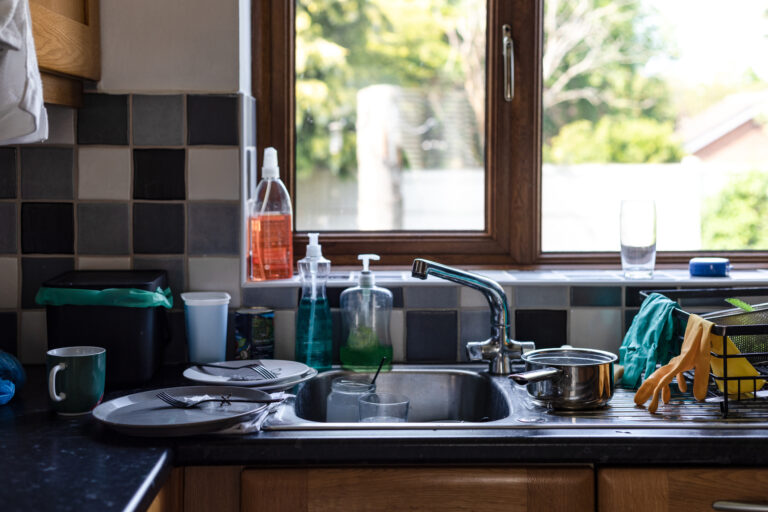 Dishes and cleaning supplies in the kitchen (Basak Gurbuz Derman / Getty Images)