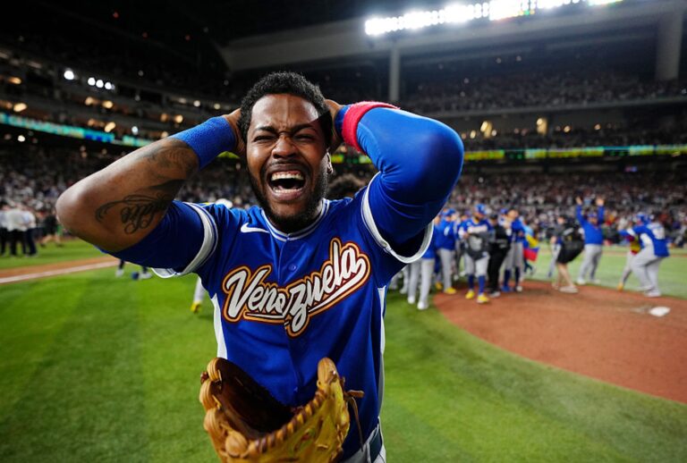 Maikel Garcia of Team Venezuela defeating Team USA in the 2026 World Baseball Classic championship game. (Daniel Shirey/WBCI/MLB Photos via Getty Images)