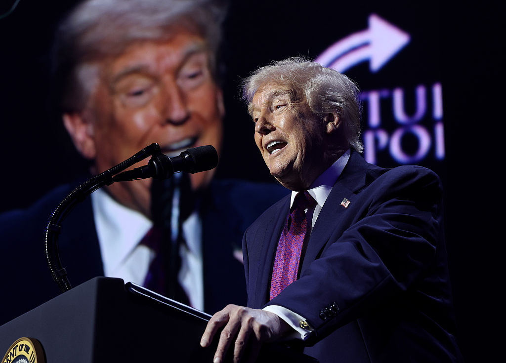 President Trump spoke at a TPUSA event of mostly older supporters to rally young people into showing up for the midterms, amid a legally-questionable push to put TPUSA clubs on high school campuses across the nation. (Win McNamee / Getty Images)
