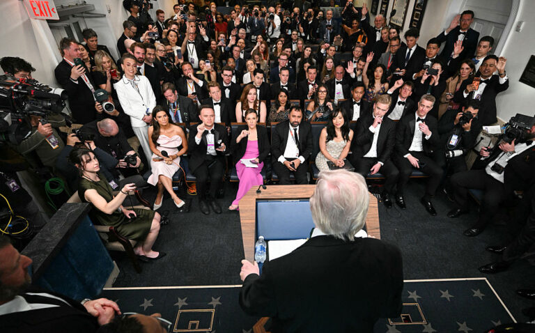 President Trump spoke to the press after the shooting at the White House Correspondents' Dinner. The only injury was a law enforcement officer who was shot in his bullet proof vest. The suspect is currently in custody as the investigation continues. (Mandel NGAN / Getty Images)