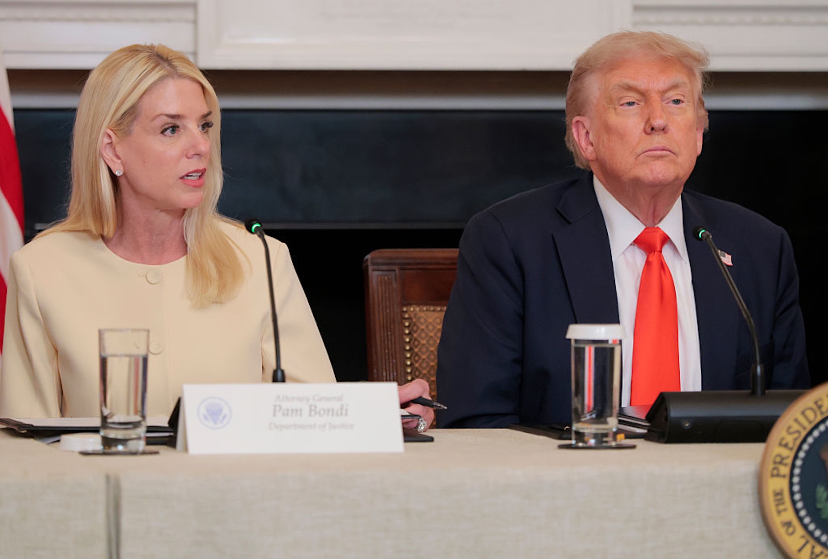 Former Attorney General Pam Bondi and President Donald Trump (Anna Moneymaker/Getty Images)