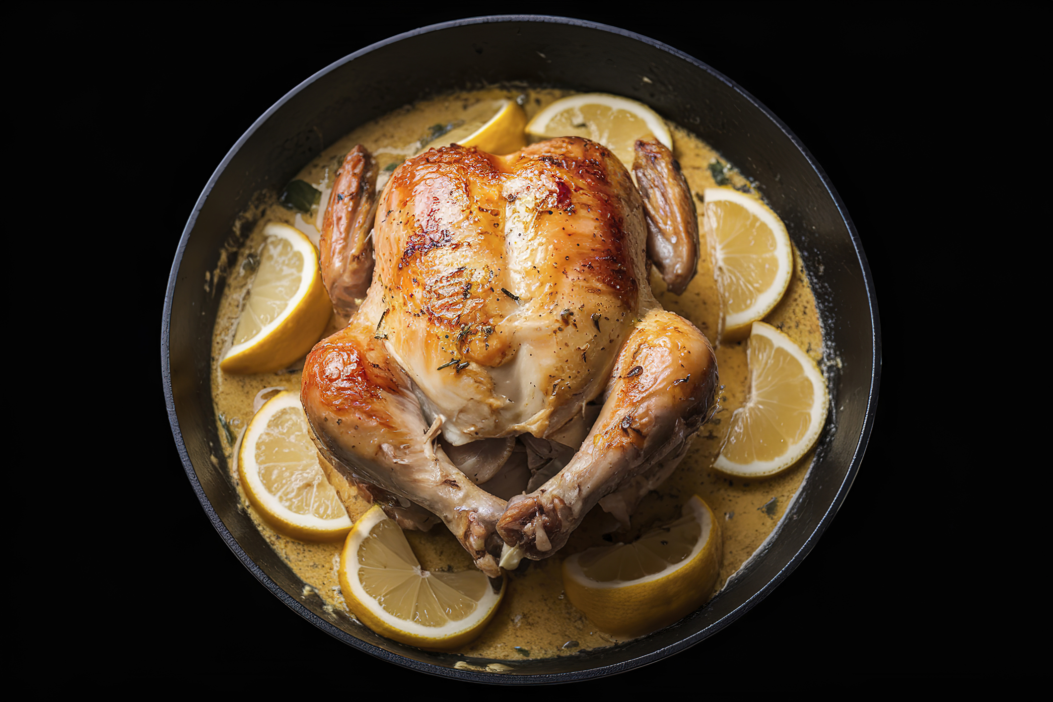 An image of a skillet containing a roasted chicken (Sandu Preda / 500px / Getty Images)