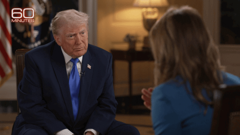 President Donald Trump sat down with reporter and fellow WHCD attendee Norah O'Donnell to discuss the latest on the shooting at Saturday's event. (Courtesy of CBS News)