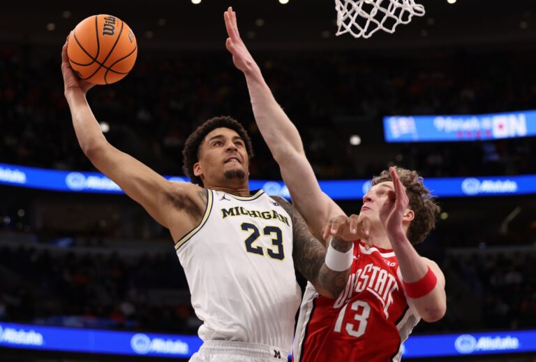 University of Michigan star forward Yaxel Lendeborg revealed that he’d been offered millions of dollars to transfer to another school. (Geoff Stellfox/Getty Images)