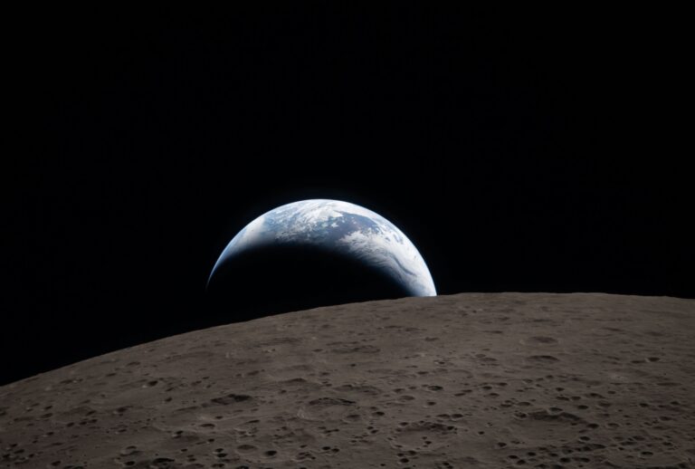 Earthset captured through the Orion spacecraft window at 6:41 p.m. EDT, April 6, 2026, during the Artemis II crew’s flyby of the Moon. (Image Credit: NASA)