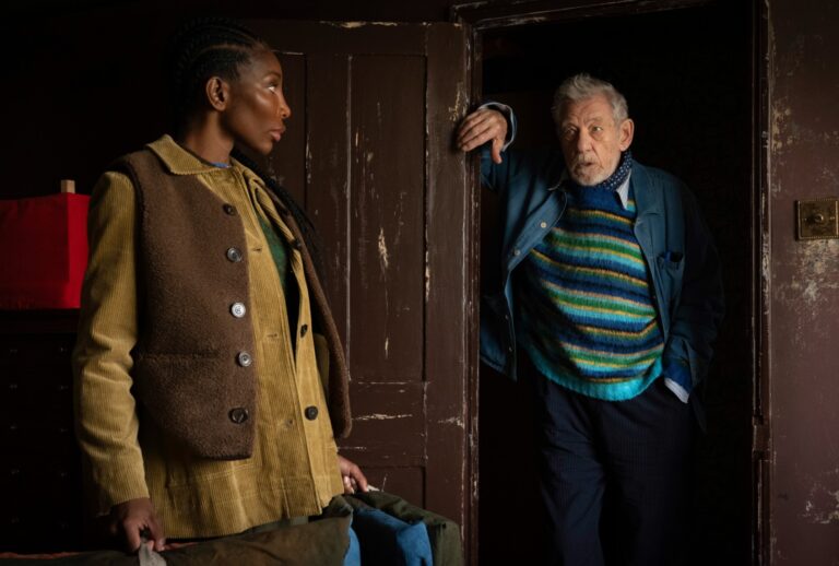 Michaela Coel and Ian McKellen in "The Christophers" (Claudette Barius/NEON)