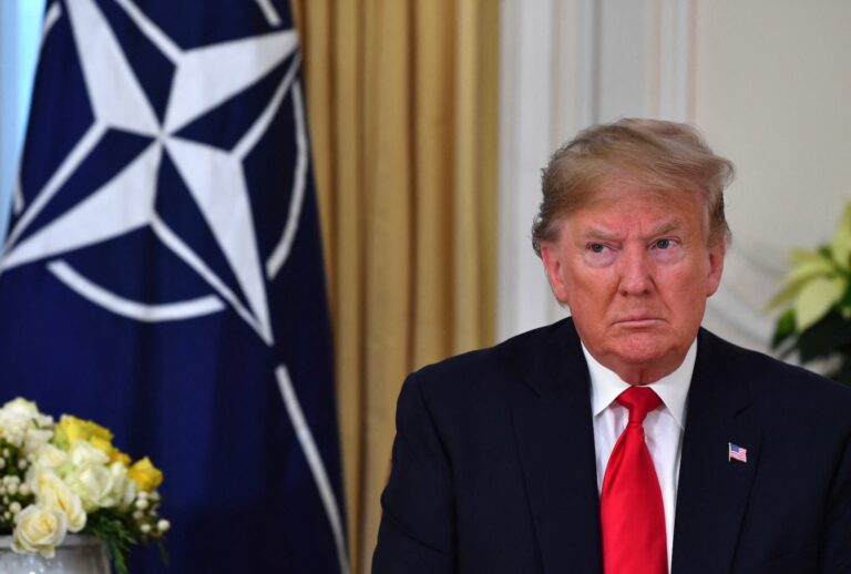 President Donald Trump speaks during his meeting with Nato Secretary General Jens Stoltenberg at Winfield House, London on December 3, 2019. (Photo by Nicholas Kamm / AFP via Getty Images)