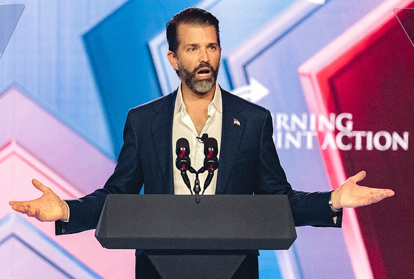 Donald Trump Jr. is a popular figure among his father MAGA coalition (Olivier Touron / AFP via Getty Images)