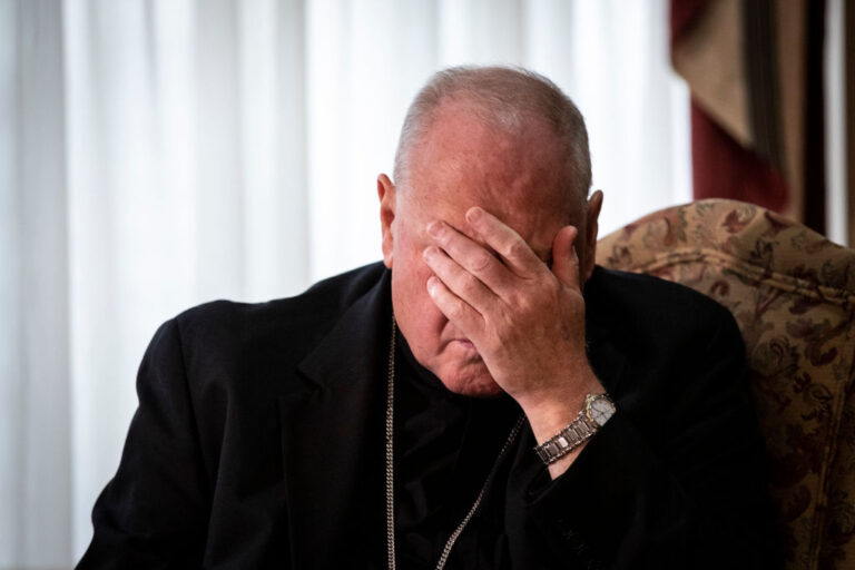Former NY Cardinal Timothy Dolan responding to the 2019 report of abuses in the churches with in the Archdiocese of New York. (Drew Angerer / Getty Images)