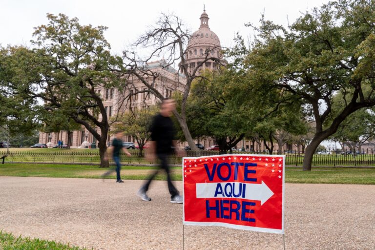 Voters  head to the Sam Houston State Office Building near the Texas State Capitol to cast their ballot during the Democratic presidential primary in Austin, Texas on Super Tuesday, March 3, 2020. Fourteen states and American Samoa are holding presidential primary elections, with over 1400 delegates at stake. Americans vote Tuesday in primaries that play a major role in who will challenge Donald Trump for the presidency, a day after key endorsements dramatically boosted Joe Biden's hopes against surging leftist Bernie Sanders. The backing of Biden by three of his ex-rivals marked an unprecedented turn in a fractured, often bitter campaign. (Photo by SUZANNE CORDEIRO/Getty Images)