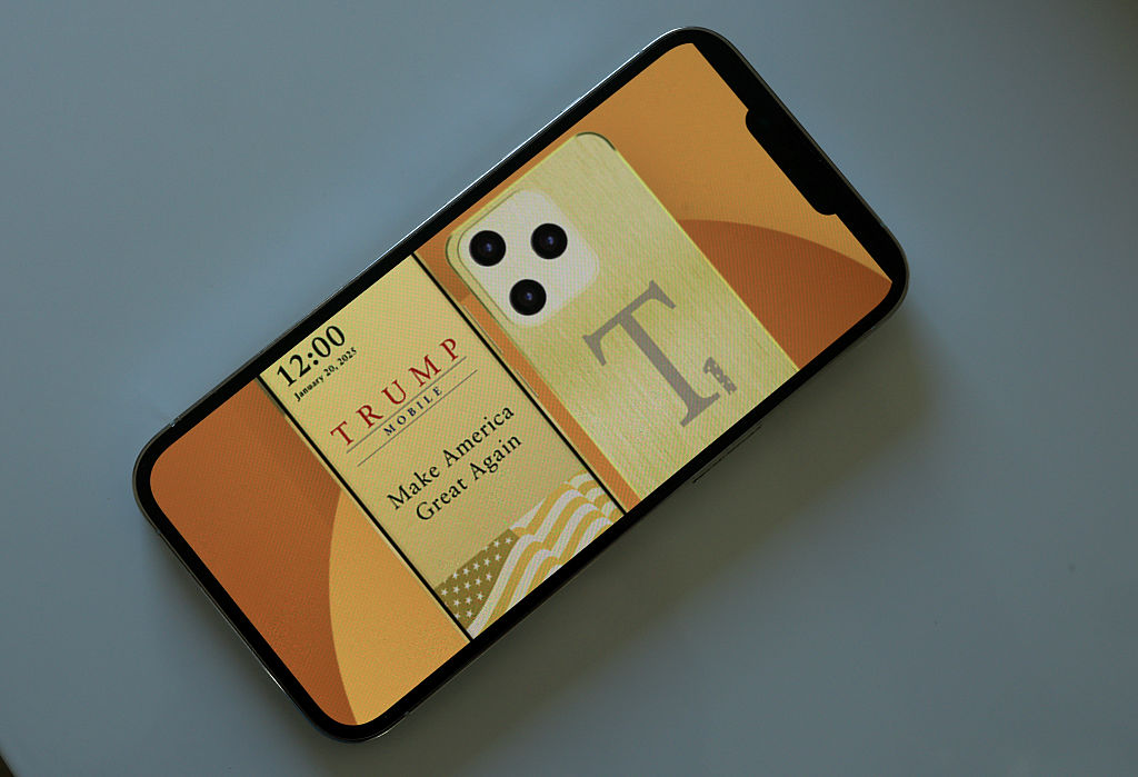 In June 2025, Trump Mobile began pre-orders for their new "patriotic" gold phone. Almost a year later, customers are still waiting for their orders. (Joe Raedle / Getty Images)