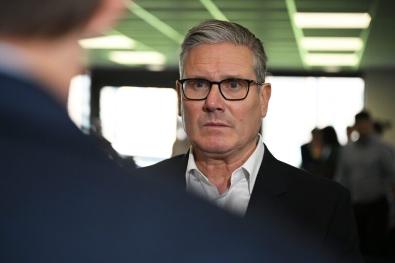 Prime Minister Keir Starmer reacts to the local Council Election results in London, May 9, 2026. (Alishia Abodunde/Getty Images)