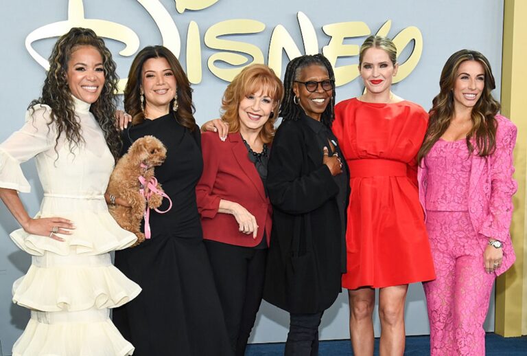 "The View" cohosts Sunny Hostin, Ana Navarro, Joy Behar, Whoopi Goldberg, Sara Haines and Alyssa Farah Griffin (Kristina Bumphrey/Variety via Getty Images)
