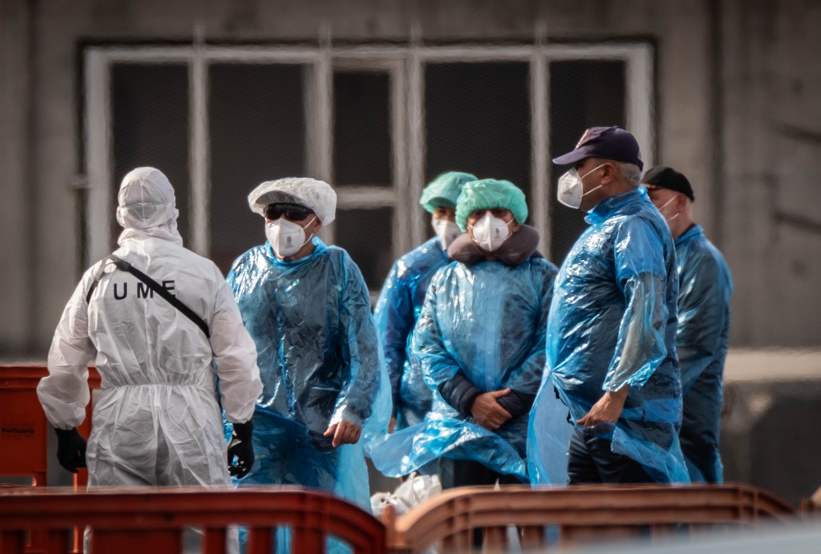 The first passengers from the MV Hondius depart for Tenerife Airport aboard a Spanish Military Emergency Unit bus, escorted by a member of SpainÃ¢s External Health Service, after disembarking at Granadilla Port in Tenerife, Canary Islands, on May 10, 2026. (Photo by Andres Gutierrez/Anadolu via Getty Images)