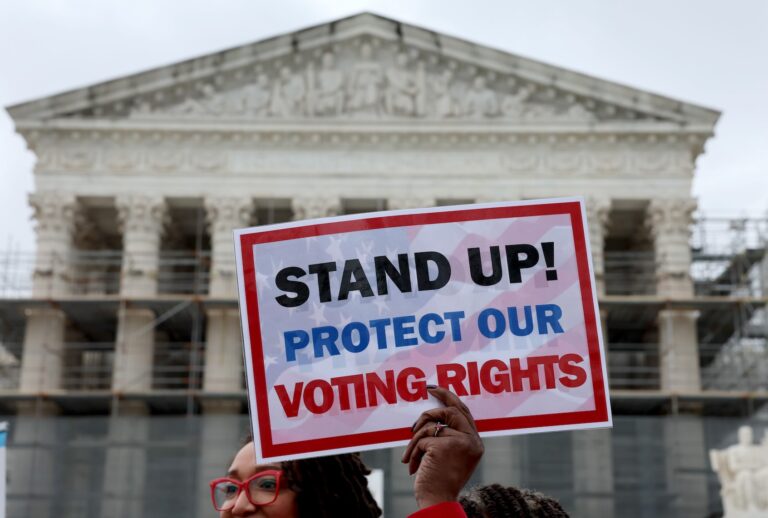 Black Louisiana voters and civil rights advocates call on SCOTUS to uphold a fair and representative congressional map in Louisiana v. Callais at Supreme Court of the United States on March 24, 2025 in Washington, DC. (Photo by Jemal Countess/Getty Images for Legal Defense Fund)