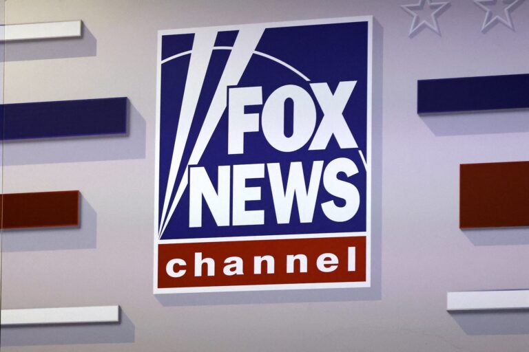 A Fox News logo is pictured ahead of the first Republican Presidential primary debate at the Fiserv Forum in Milwaukee, Wisconsin, on August 23, 2023. (Photo by KAMIL KRZACZYNSKI / AFP)