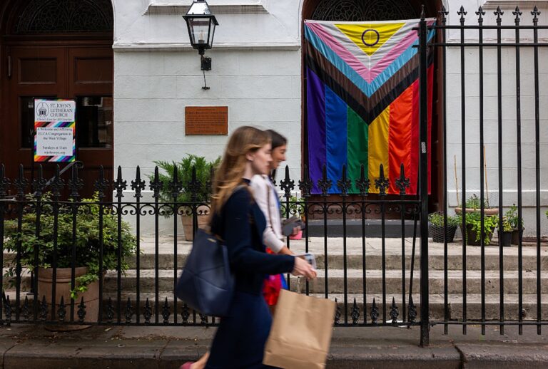 St. John's Lutheran Church by the Stonewall Monument in New York City celebrates Pride Month — and LGBTQ+ Christians (Spencer Platt/Getty Images)