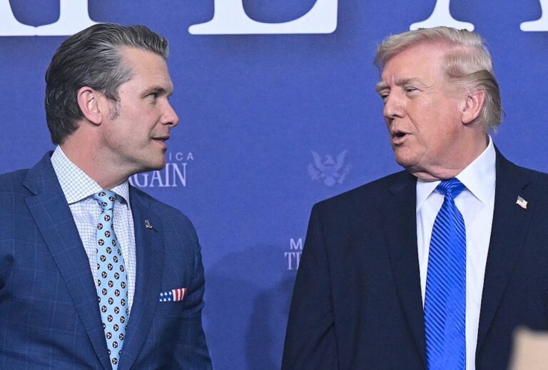 Defense Secretary Pete Hegseth and President Donald Trump have both defended boat strikes in the Caribbean and Eastern Pacific that have killed at least 200 civilians (SAUL LOEB / AFP via Getty Images)