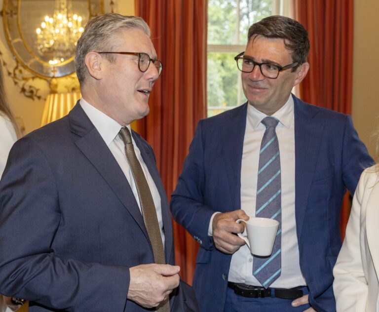 British Prime Minister Keir Starmer with then-Manchester Mayor Andy Burnham at 10 Downing Street, July 9, 2024. (Ian Vogler-WPA Pool/Getty Images)