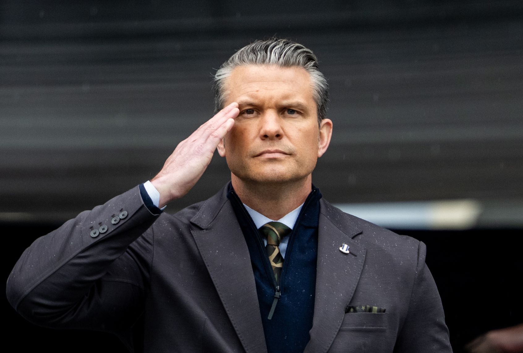 Secretary of Defense Pete Hegseth salutes graduating cadets at the U.S. Military Academy on May 23, 2026 in West Point, New York. (Adam Gray/Getty Images)