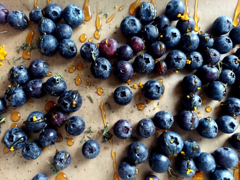 Blueberries covered with honey and thyme (Ashlie Stevens)