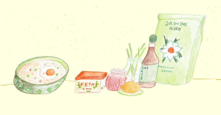 Rice and egg bowl ingredients (Ashlie Stevens )