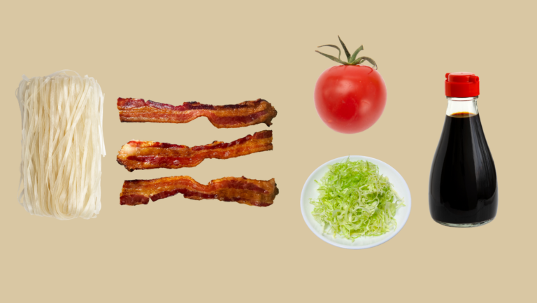 Ingredients for BLT-inspired Chilled Noodles (Illustration by Salon / Getty Images / Cappi Thompson / Etienne voss / Allen Chen / amakara / Savany )