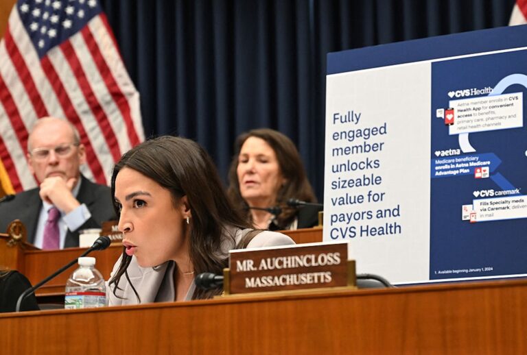 Rep. Alexandria Ocasio-Cortez, D-N.Y., at a House committee on healthcare (Alex Wroblewski / AFP via Getty Images)
