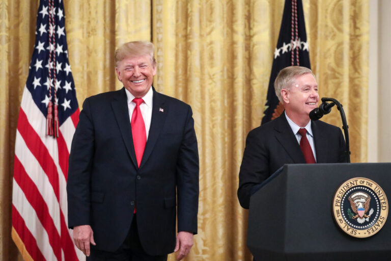 President Trump led the tributes to the late Senator Lindsey Graham. Formerly a critic, Graham became a staunch ally of the Trump administration at the end of his long career in public service. (Drew Angerer / Getty Images)