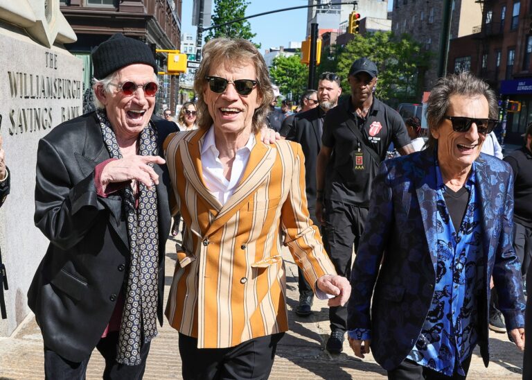 Keith Richards, Mick Jagger, and Ronnie Wood attend the exclusive launch event of The Rolling Stones new album “Foreign Tongues” at The Weylin on May 05, 2026 in Brooklyn, New York. (Photo by Theo Wargo/Getty Images for UMG)