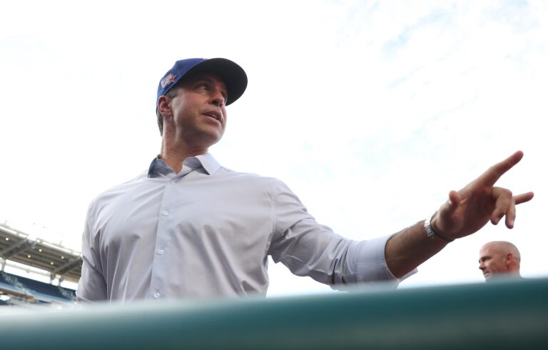 Mark Teixeira, a candidate for Congress in Texas, talks with members of the Republican team during the annual congressional baseball game on June 10, 2026 in Washington, DC. The annual game that began in 1901 pits Republican and Democratic congressional members, and raises money for charity. (Photo by Kevin Dietsch/Getty Images) (Photo by Kevin Dietsch/Getty Images)