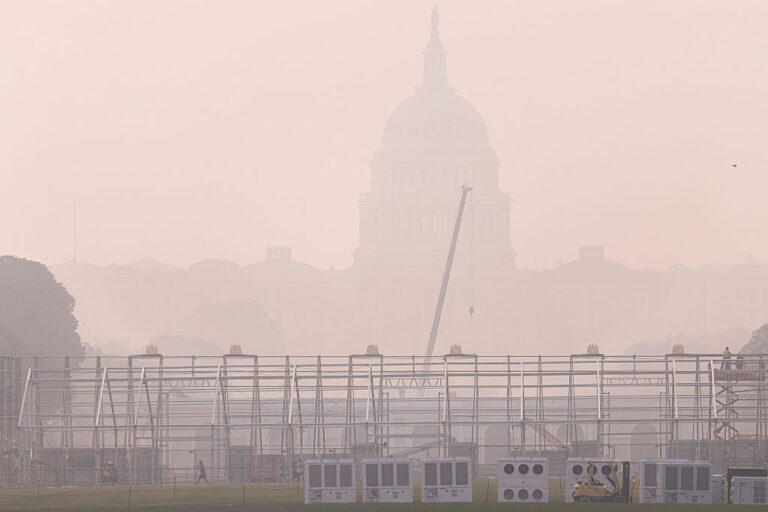Smoke from massive Canadian wildfires much of the Northeast and Midwest. Authorities are continuing to monitor for unsafe conditions as air quality alerts are in effect across a vast portion of the United States. (Finn Gomez / Getty Images)