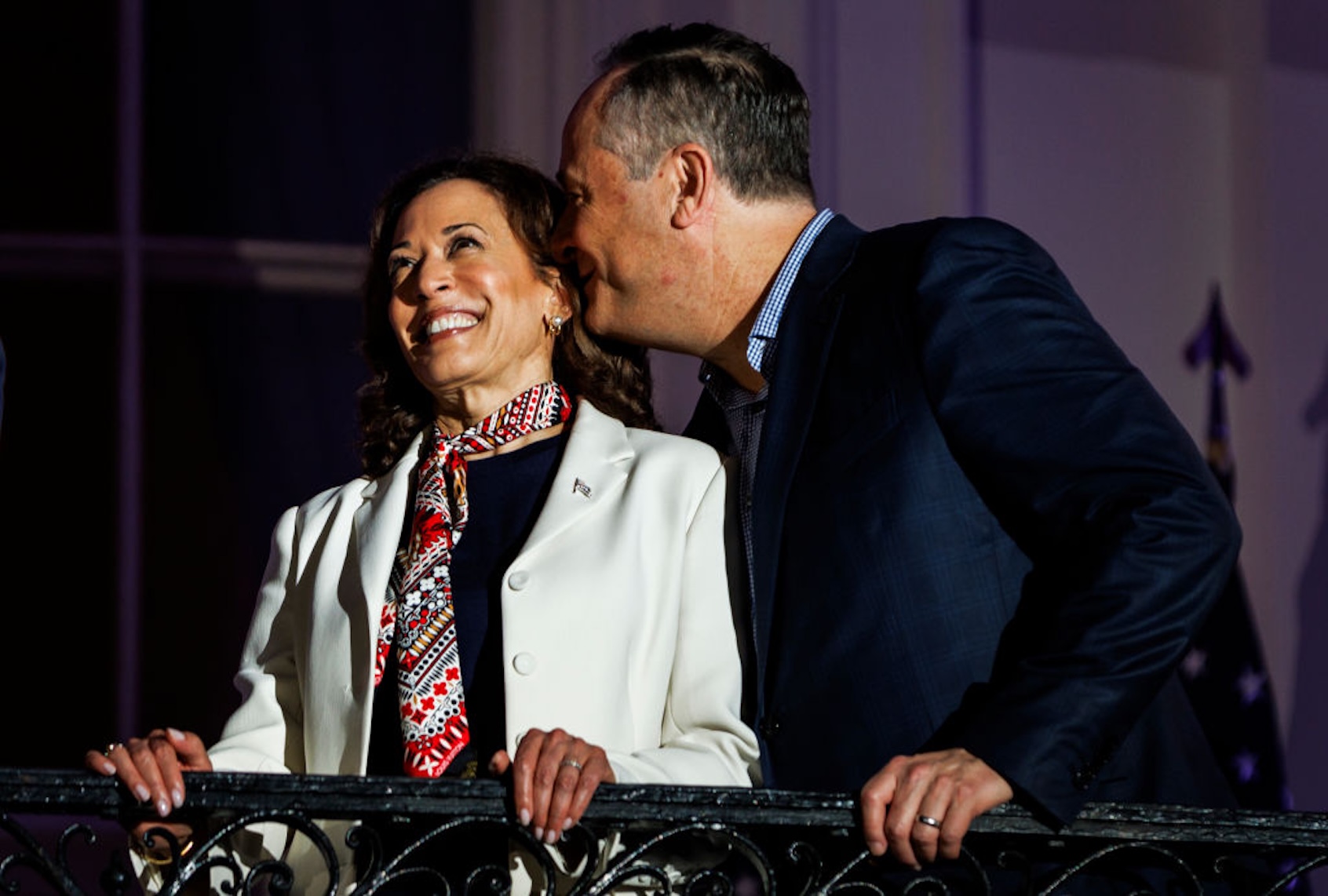 Vice President Kamala Harris celebrates the Fourth of July in 2024 at the White House with Second Gentleman Doug Emhoff (Samuel Corum/Getty Images)