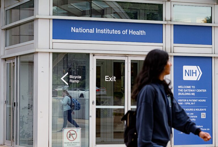 The National Institutes of Health headquarters in Bethesda, Maryland. (Wesley Lapointe/For The Washington Post via Getty Images)