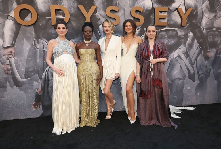 Anne Hathaway, Lupita Nyong'o, Charlize Theron, Zendaya and Samantha Morton at the premiere of Christopher Nolan's "The Odyssey" (Kevin Mazur/Getty Images for Universal Pictures)