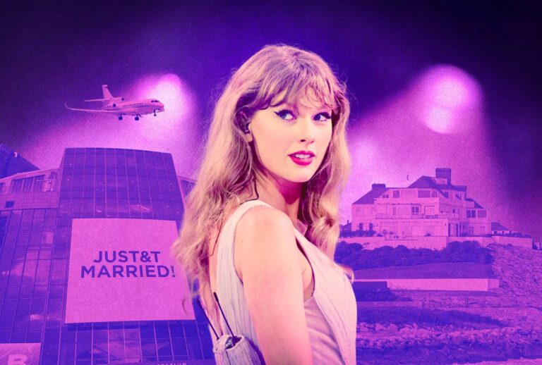 Taylor Swift amongst some of her large purchases (Illustration by Salon / Getty Images / Gareth Cattermole / Sara Konradi for The Washington Post / Erica Denhoff / Icon Sportswire / Joan Valls)