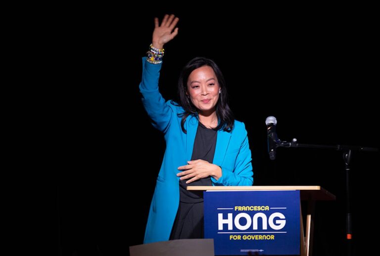 Inarticulate in interviews and weak on the stump, Francesca Hong's defeat in the Wisconsin Democratic gubernatorial primary is a gift in disguise to progressives (Scott Olson/Getty Images)