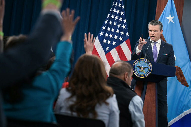 Pete Hegseth has a long-standing animosity with the group of people he once considered himself part of. He continues to restrict press access. (Oliver Contreras / Getty Images)