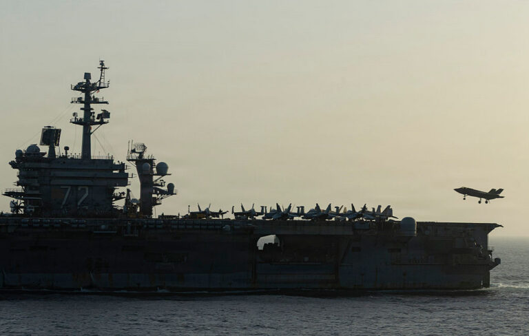 The crew of the USS Abraham Lincoln have been at sea for over 9 months without breaks. Families are expressing concerns over their loved ones' severely affected physical and mental health. (Handout Photo by the U.S. Navy / Getty Images)