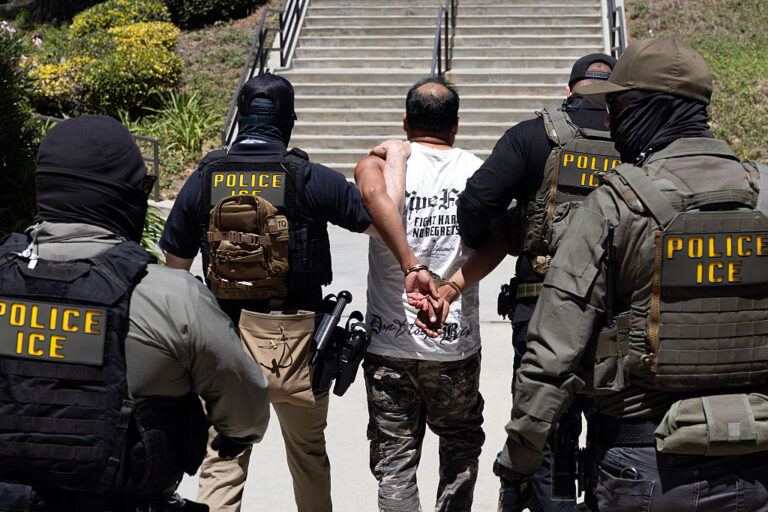 ICE walk a California detainee from a detention center. The organization is now under further scrutiny as the ACLU filed 54 claims across 17 states and D.C. against ICE agents. (Blake Fagan / Getty Images)