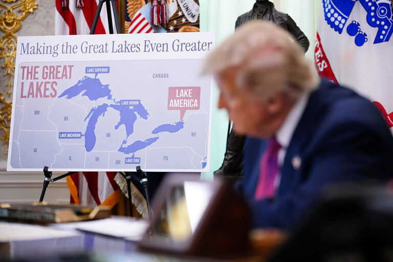 President Trump signed an order to rename Lake Ontario "Lake America" despite pushback from Canada and the Seneca Nation among others. (Andrew Harnik / Getty Images)