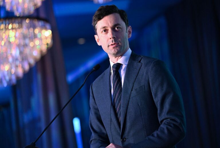 Senator Jon Ossoff, D-Ga., speaks during the John and Lillian Miles Lewis Foundation 2025 Good Trouble Gala in Atlanta on May 29, 2025. (Paras Griffin/Getty Images)