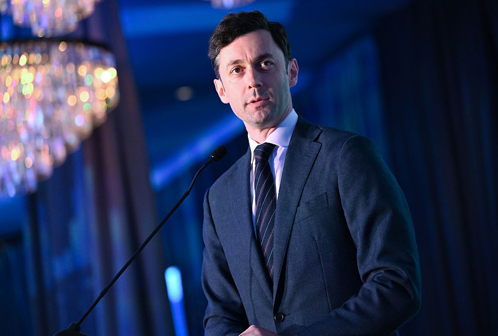 Senator Jon Ossoff, D-Ga., speaks during the John and Lillian Miles Lewis Foundation 2025 Good Trouble Gala in Atlanta on May 29, 2025. (Paras Griffin/Getty Images)