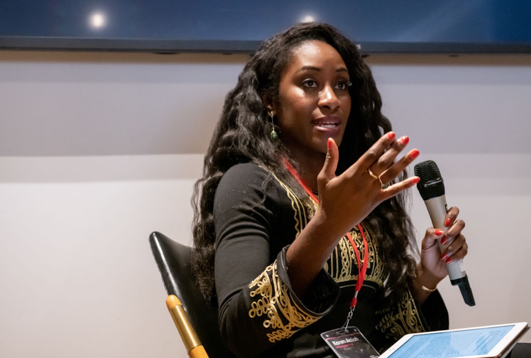 Karen Attiah leads a discussion on Saudi hacking techniques at the Oslo Freedom Forum on May 28, 2019 in Oslo, Norway. (Photo by Julia Reinhart/Getty Images) (Julia Reinhart/Getty Images)