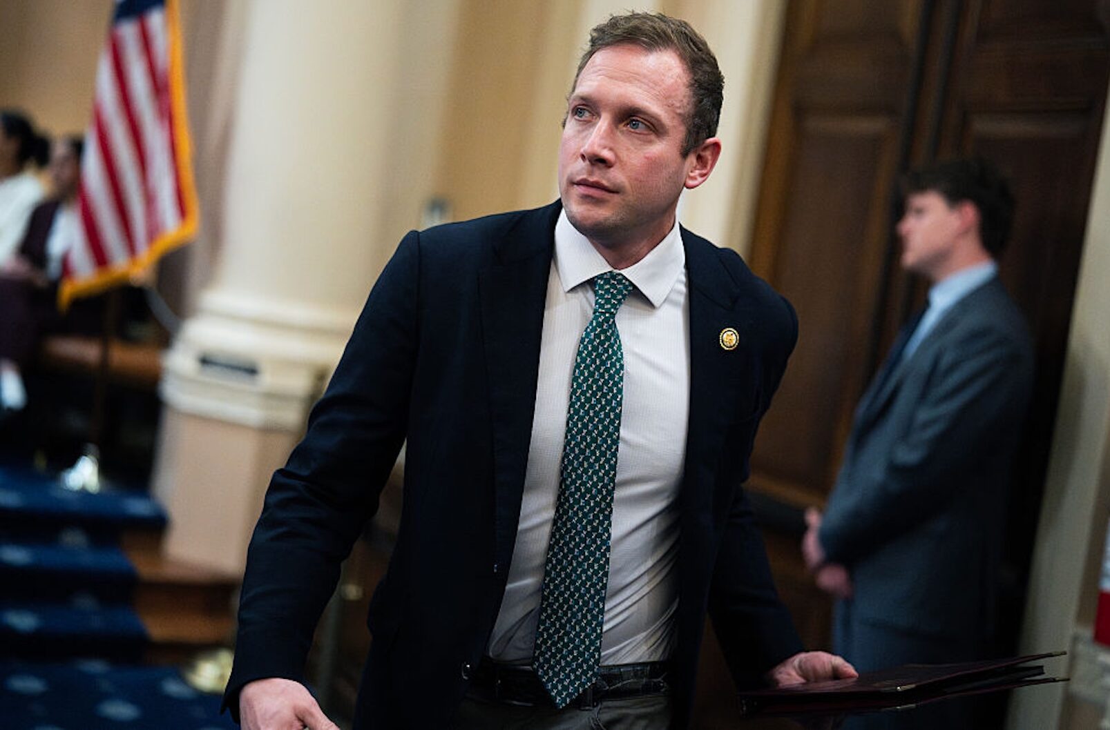 Rep. Max Miller, R-Ohio, has been accused of physical violence and child abuse by his ex-wife, Emily Moreno, daughter of GOP Ohio Sen. Bernie Moreno (Tom Williams/CQ-Roll Call, Inc via Getty Images)